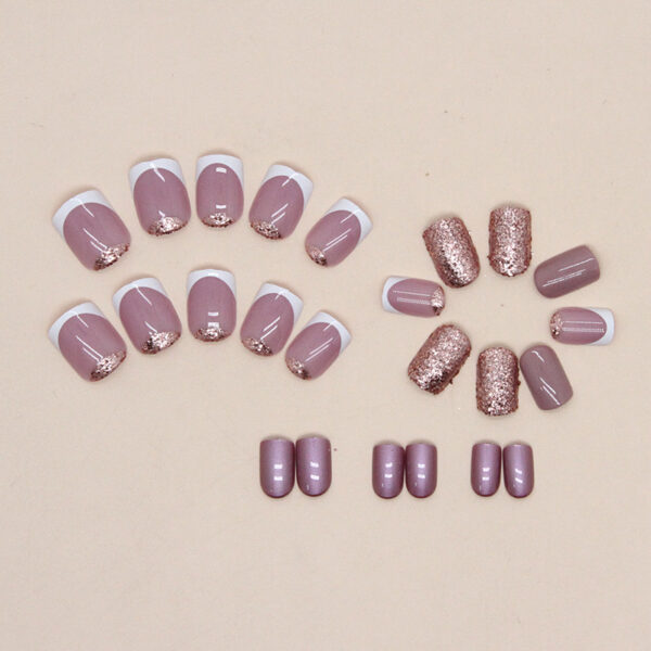 Wholesale Short Burst Glitter White French Pearl Nail Stickers