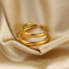 Wholesale Fashion Double Layer 18K Gold Plated Stainless Steel Ring