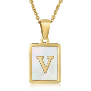 (including chain) white shell V / 18K
