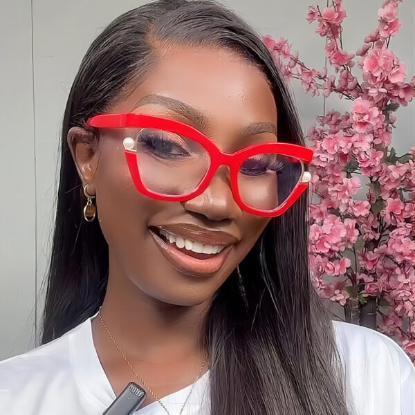 Wholesale PC Anti Blue Light Pearl Decorative Eyeglass Frames with Flat Lenses