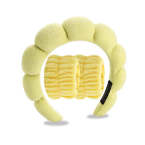 Yellow headband (terry velvet) + 2 wrist straps (seam interface)