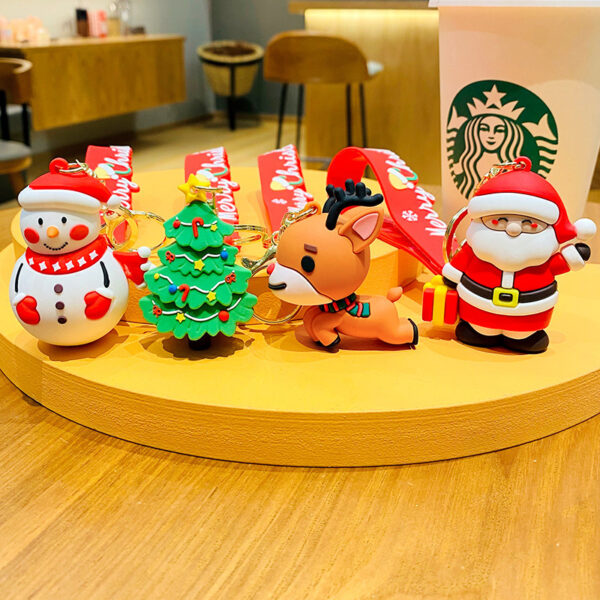 Wholesale Creative Christmas Deer Snowman Cartoon PVC Key Chain