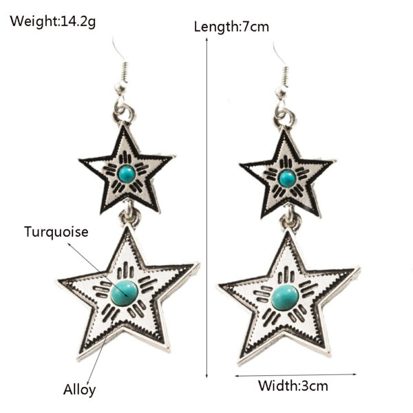 Wholesale Turquoise Alloy Vintage Geometric Bohemian Style Vintage Earrings Female