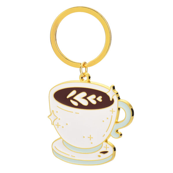 Wholesale Creative Latte Art Coffee Metal Keychain