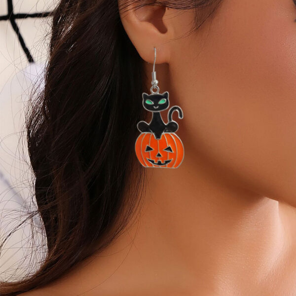Wholesale Halloween Personalized Creative Black Cat Pumpkin Earrings