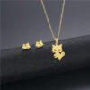 Wholesale Flower Dragonfly Stainless Steel Necklace Earrings Set