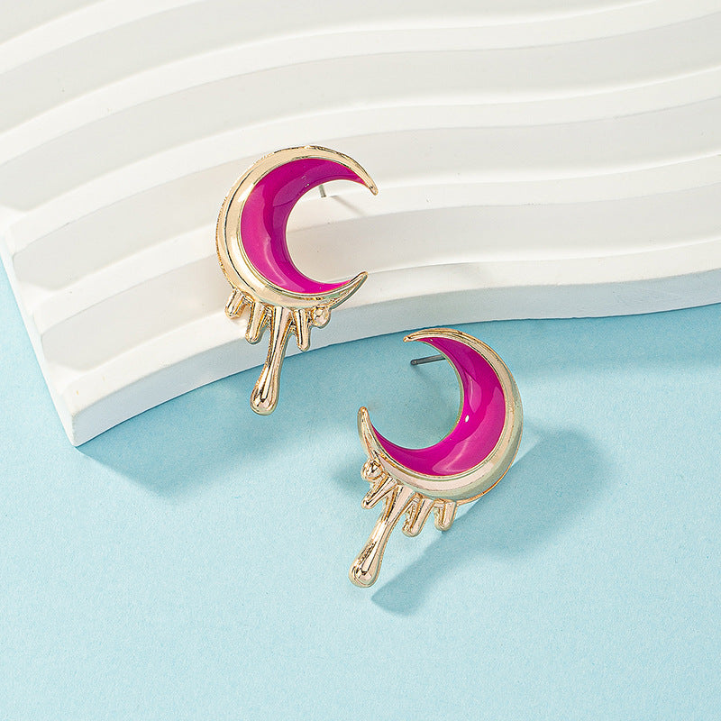 Wholesale Punk Diablo Melting Moon Alloy Earrings