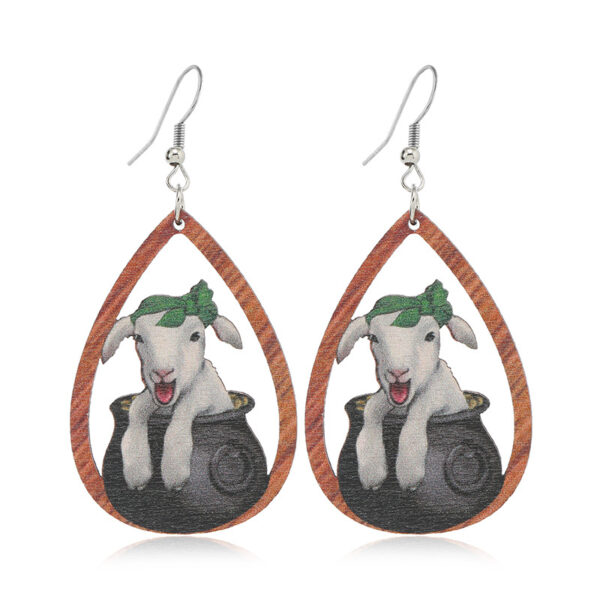 Wholesale Easter Cartoon Love Animal Shape Wooden Earrings