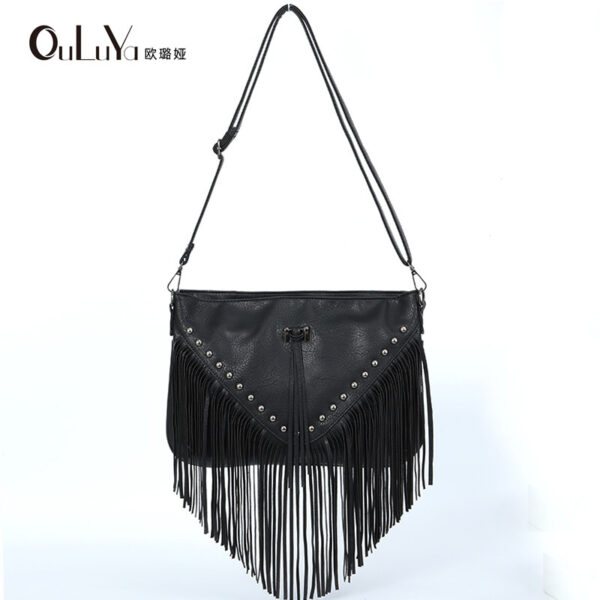 Wholesale PU Rivet Tassel Shoulder Bag