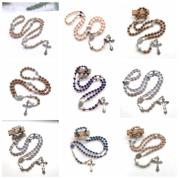 Wholesale Ceramic Rose Glass Pearl Pendant Men's and Women's Versatile Sweater Chain