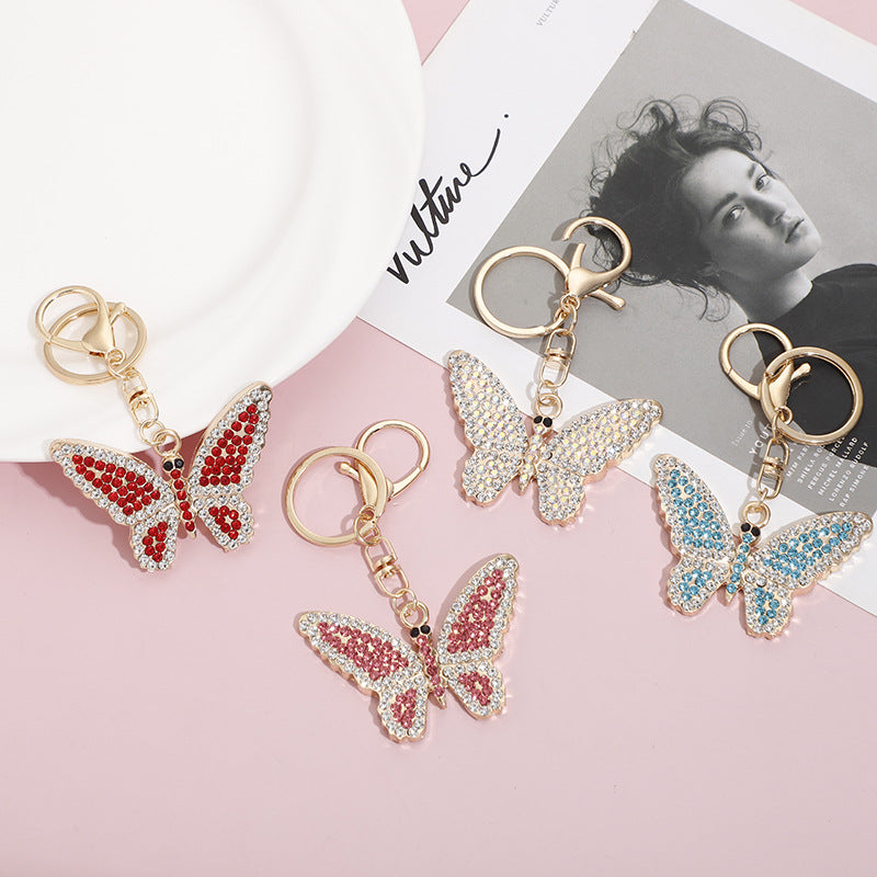 Wholesale Zinc Alloy Full Diamond Crystal Butterfly Keychain