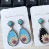 Wholesale Turquoise Sunflower Alloy Earrings
