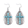 Wholesale Vintage Bohemian Geometric Drop-Shaped Turquoise Cross Pendant Earrings