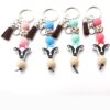 Wholesale Handmade Silicone Beads Cow Cartoon Tassel Bag DIY Keychain