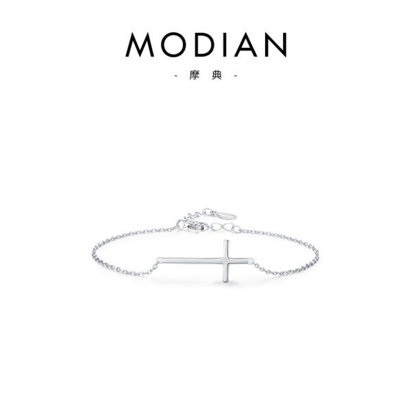 Wholesale S925 Sterling Silver Mirror Design Sense Cross Bracelet OLY-BT-MoD007