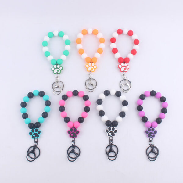 Wholesale Cartoon Silicone Dog Claw Handmade Beaded Wrist Keychain