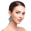 Wholesale Hollow Heart Cross Exaggerated Turquoise Earrings