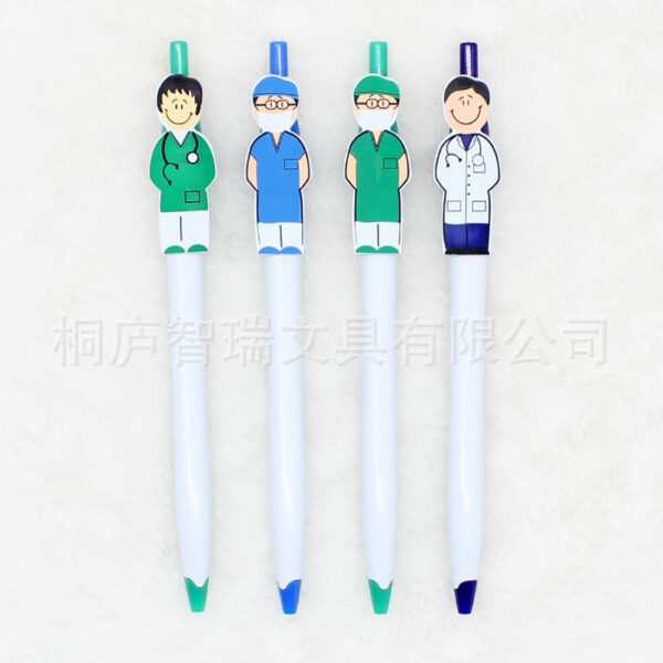 Wholesale Cartoon Plastic Doctor Nurse Pen Clip Ballpoint Pen