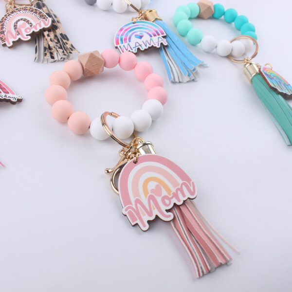 Wholesale Mother's Day Tassel Bracelets with Silicone Keychains