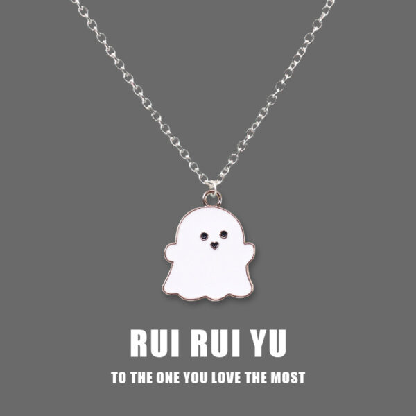 Wholesale Halloween Black and White Ghost Necklace