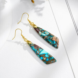 Wholesale Geometric Natural Stone Colorblock Vintage Earrings