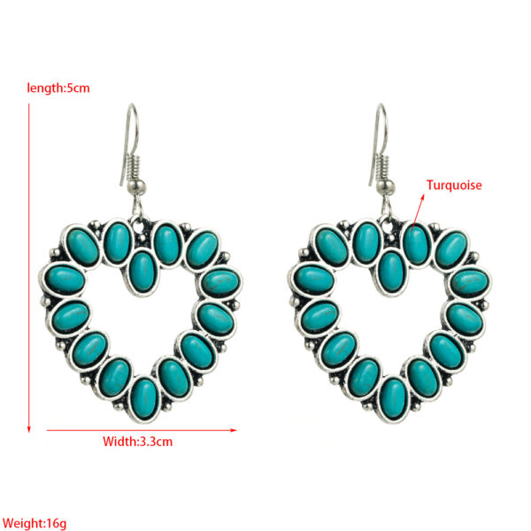 Wholesale Hollow Heart Cross Exaggerated Turquoise Earrings