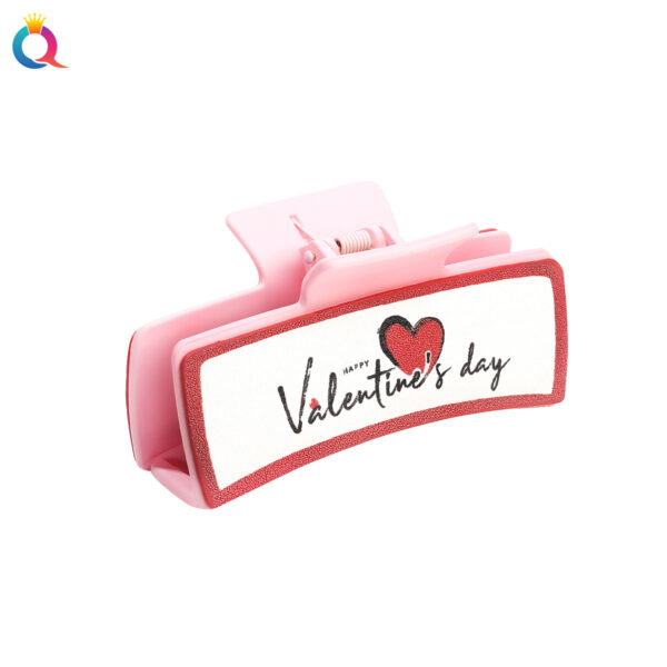 Wholesale Valentine's Day Pink Leather Hair Clips