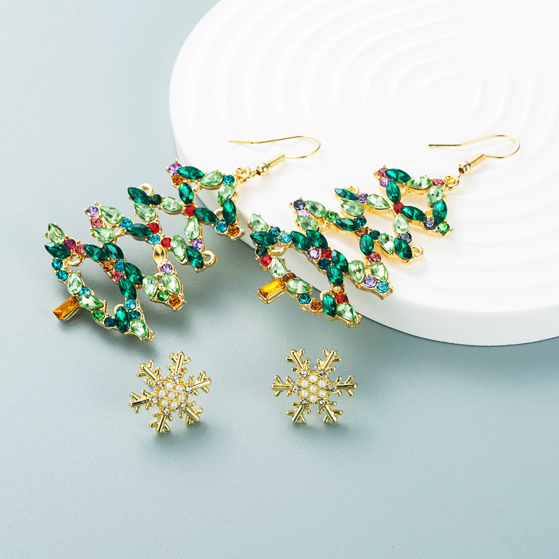 Wholesale Christmas Tree Alabaster Alloy Earrings