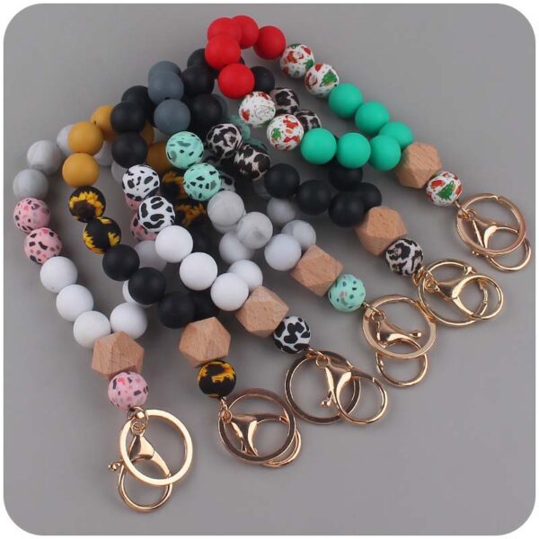 Wholesale Hand Silicone Beads Wrist Keychain