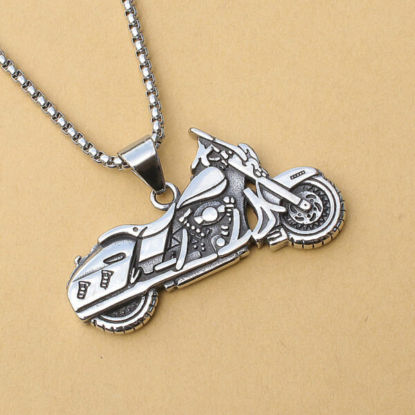 Wholesale Titanium Steel Men's Vintage Gothic Motorcycle Pendant Necklace