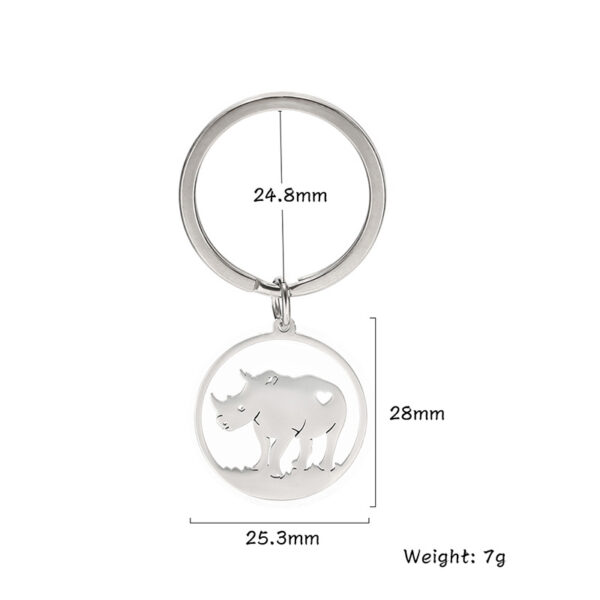 Wholesale Cartoon Simple Drawing Cute Ring Hollow Rhino Stainless Steel Keychain