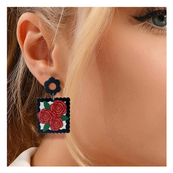 Wholesale Vintage Square Rose Alloy Earrings