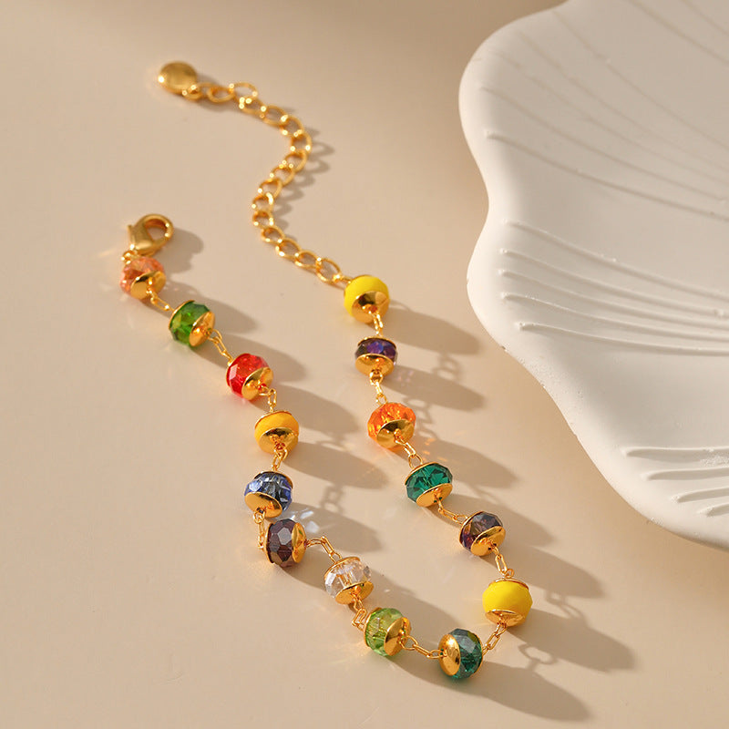 Wholesale Colorful Beaded Gold Plated Bracelet