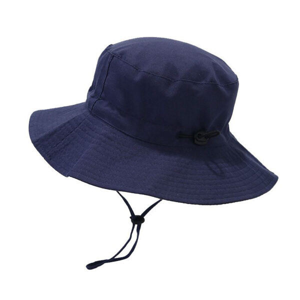Wholesale Cotton Solid Color Kids Bucket Hat with Windproof Rope