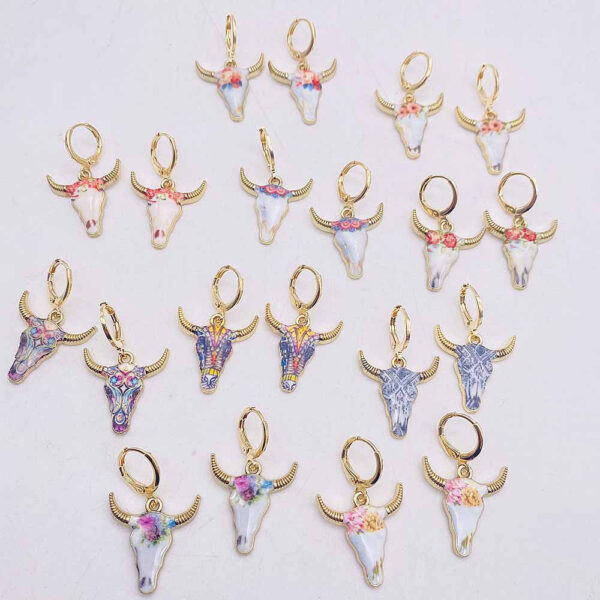 O1CN01mb4ihG26rWYZF5b0C__2209785017715-0-cib Wholesale Retro Ethnic Style Cow Head Pendant Western Cowboy Series Earrings