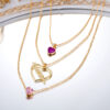 Wholesale Multilayer Pink Heart Diamond Cupid's Arrow Alloy Necklaces