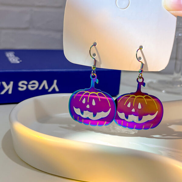 Wholesale Halloween Colorful Gradient Plating Color Matching Stainless Steel Earrings
