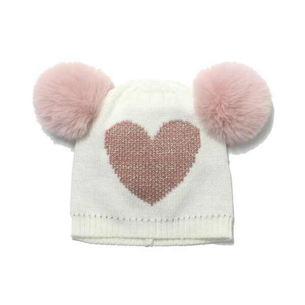 Wholesale Acrylic Double Wool Ball Children Love Knitted Hat