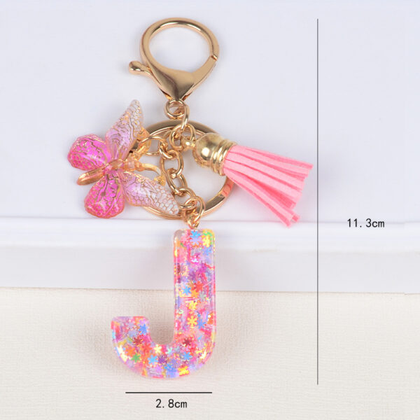 Wholesale Sequin Snowflake Letter Resin Keychains