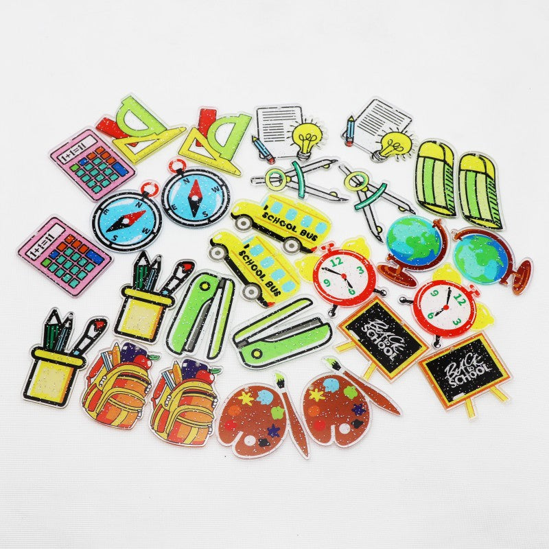 Wholesale Back To School Theme Glitter Aessories FlatBack