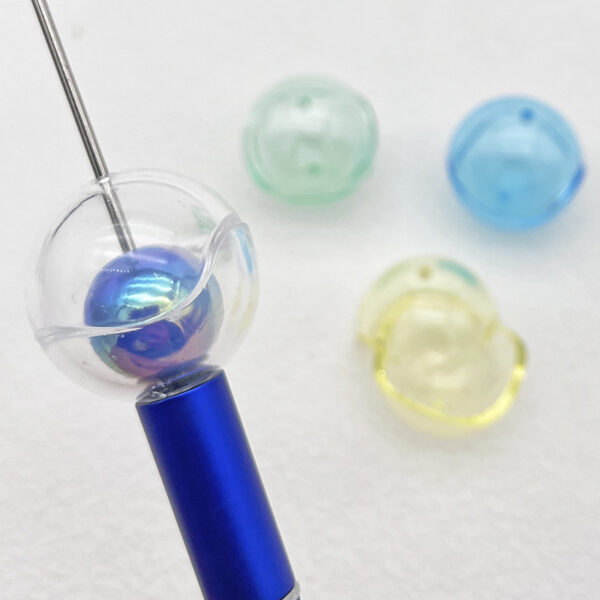 Wholesale Transparent Spherical Shell Hemispherical Shaped Round Ball Straight Hole Beads