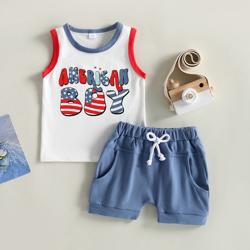 Wholesale Cotton Independence Day Boys Suits