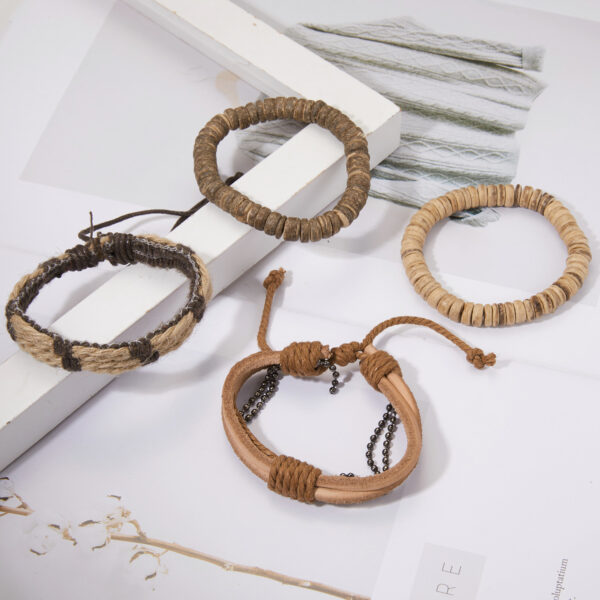 O1CN01mkMLlR1bDRdraPolA_952103431-0-cib Wholesale Wooden Beads Coconut Shell Bead Chain Weaving Leather Combination Bracelet Set