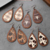 O1CN01mmfJqx1ftMU0eNJ47_3172764064-0-cib Wholesale Western Style Cow Head Retro Aztec Pattern Cow Pattern Leather Wood Chip Earrings