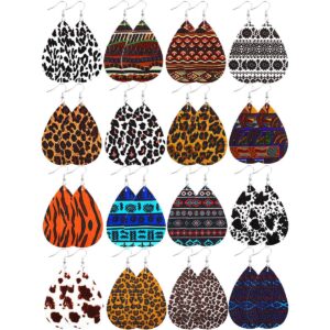 Wholesale Western Style Leopard Print Cow Print Leather Double Sided Print Earrings