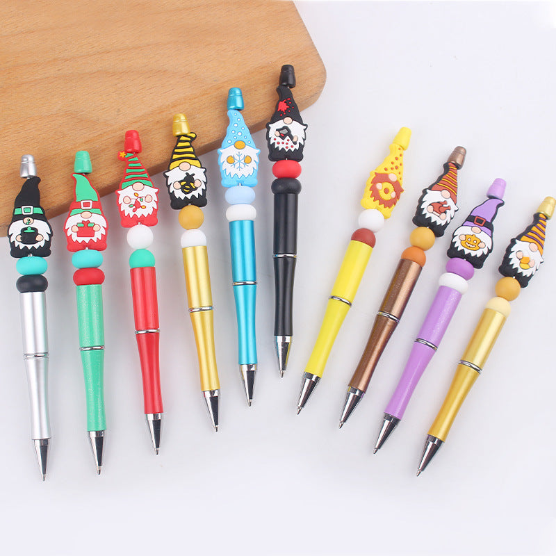 Wholesale Beaded Pens Cartoon Christmas Dwarf Old Man Silicone Ballint Pen