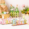 Wholesale Easter Three-dimensional Colored Rabbit Wooden Decorations