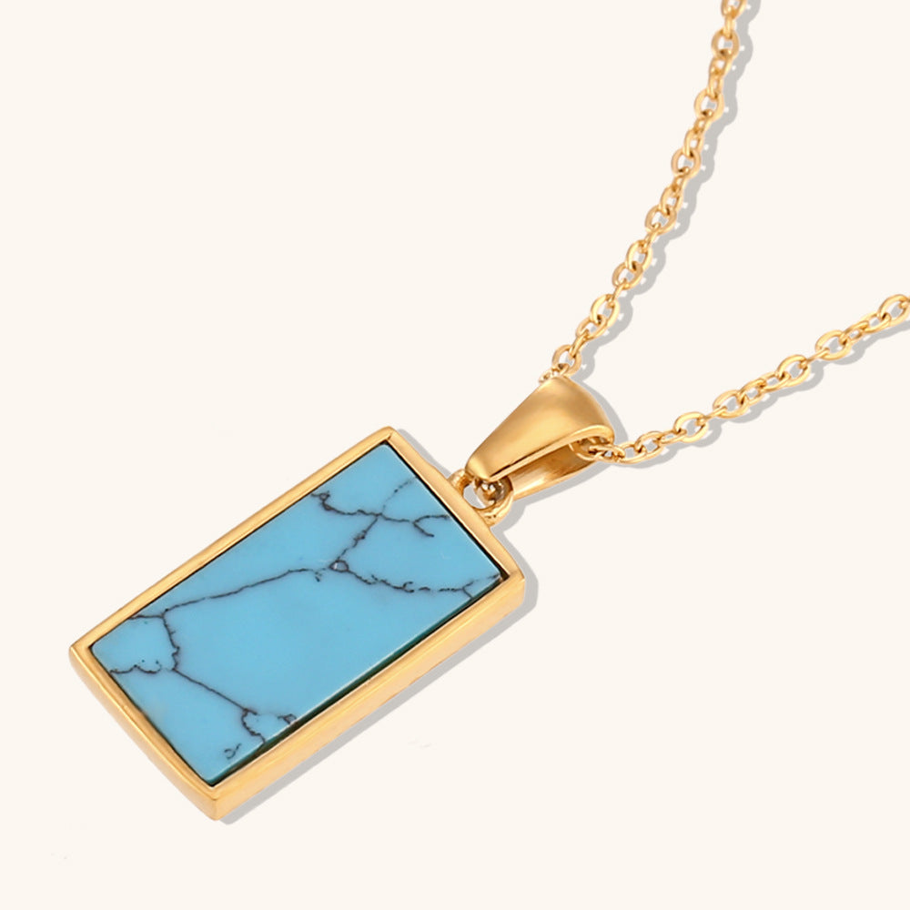 Wholesale Rectangular ip Oiled Zircon Tarot Cards Stainless Steel 18K Gold Plated Necklaces