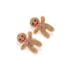 Wholesale Cute Full Diamond Christmas Gingerbread Man Earrings