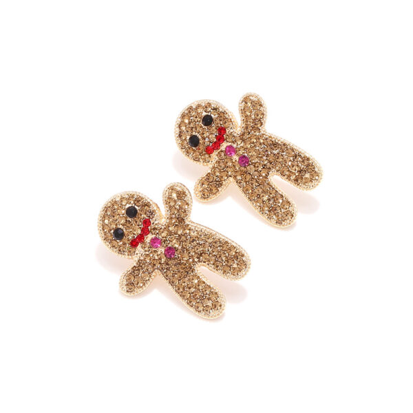 Wholesale Cute Full Diamond Christmas Gingerbread Man Earrings